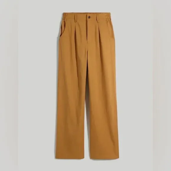 Madewell The Neale Straight-Leg Pleated Trouser Pant in Drapeweave in Toffee - Picture 9 of 13